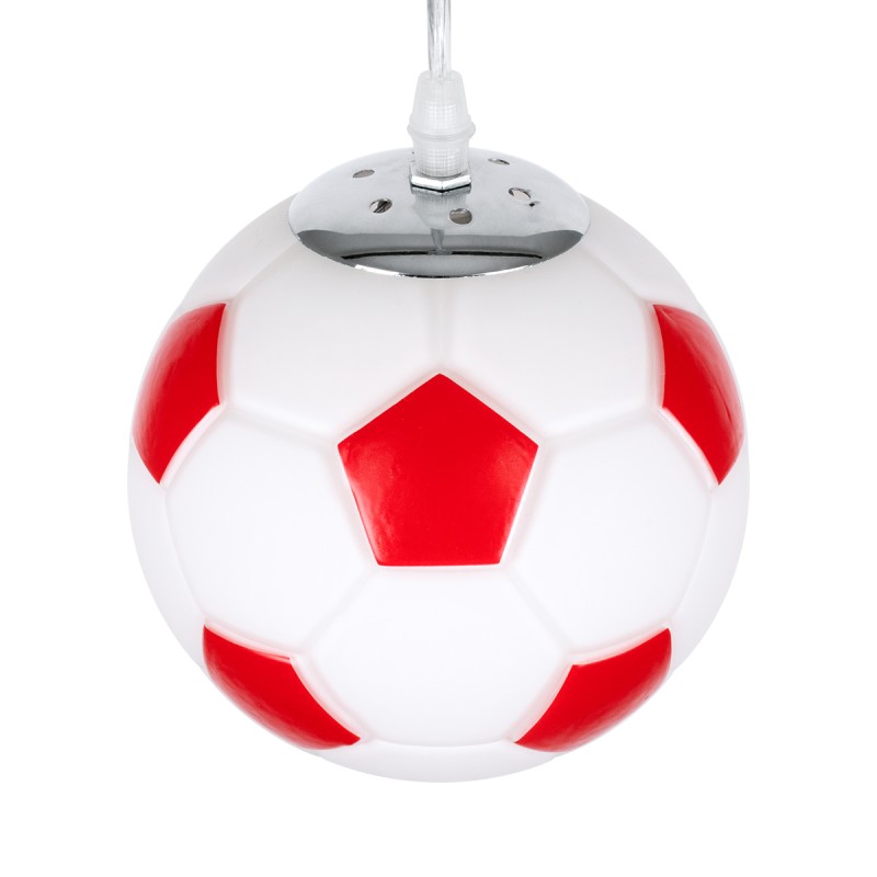 GLOBOSTAR® FOOTBALL 00642 Παιδικό Κρεμαστό Φωτιστικό Οροφής με Ντουί 1 x E27 AC 220-240V IP20 - Λευκό & Κόκκινο - Μ15 x Π15 x Y18cm
