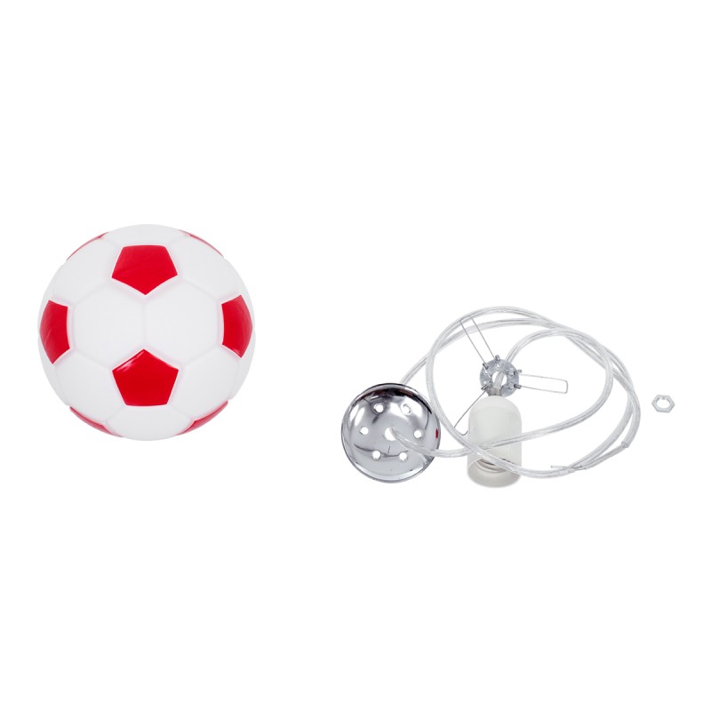 GLOBOSTAR® FOOTBALL 00642 Παιδικό Κρεμαστό Φωτιστικό Οροφής με Ντουί 1 x E27 AC 220-240V IP20 - Λευκό & Κόκκινο - Μ15 x Π15 x Y18cm
