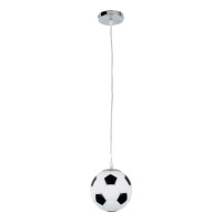 GLOBOSTAR® FOOTBALL 00643 Παιδικό Κρεμαστό Φωτιστικό Οροφής με Ντουί 1 x E27 AC 220-240V IP20 - Λευκό & Μαύρο - Μ15 x Π15 x Y18cm