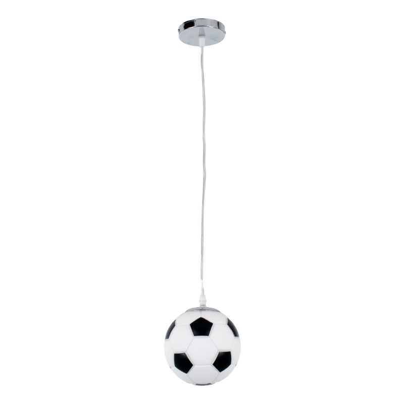 GLOBOSTAR® FOOTBALL 00643 Παιδικό Κρεμαστό Φωτιστικό Οροφής με Ντουί 1 x E27 AC 220-240V IP20 - Λευκό & Μαύρο - Μ15 x Π15 x Y18cm