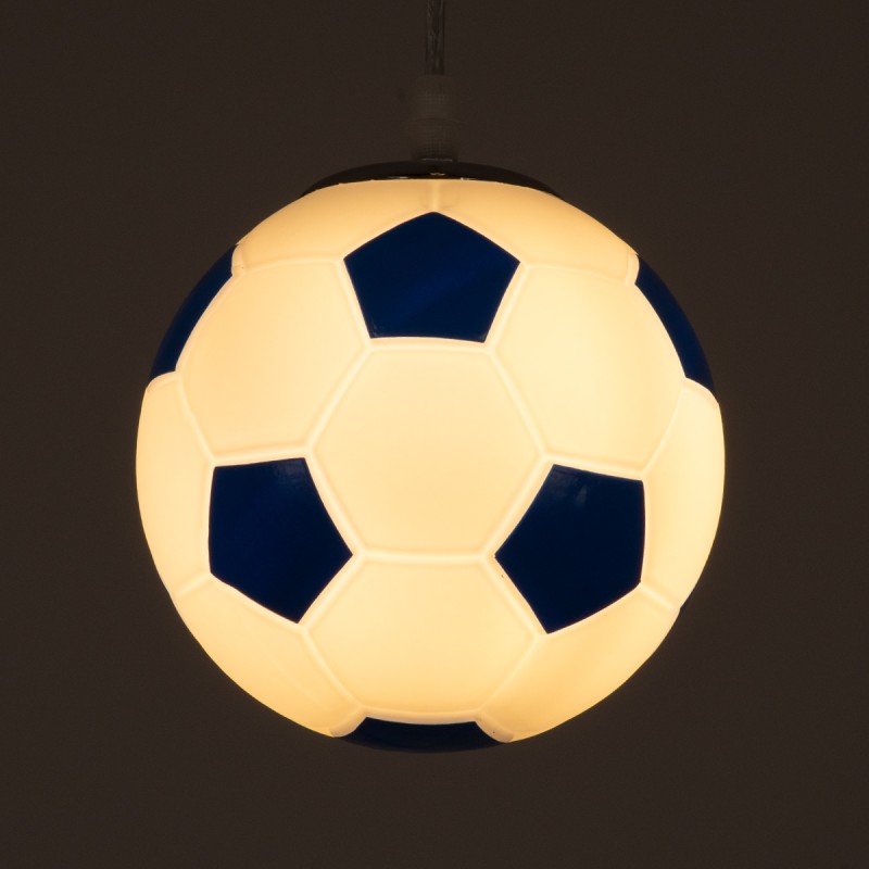 GLOBOSTAR® FOOTBALL 00644 Παιδικό Κρεμαστό Φωτιστικό Οροφής με Ντουί 1 x E27 AC 220-240V IP20 - Λευκό & Μπλε - Μ15 x Π15 x Y18cm
