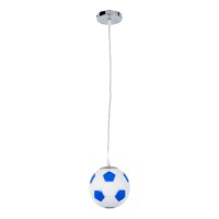 GLOBOSTAR® FOOTBALL 00644 Παιδικό Κρεμαστό Φωτιστικό Οροφής με Ντουί 1 x E27 AC 220-240V IP20 - Λευκό & Μπλε - Μ15 x Π15 x Y18cm
