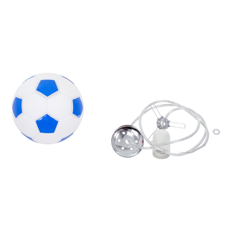 GLOBOSTAR® FOOTBALL 00644 Παιδικό Κρεμαστό Φωτιστικό Οροφής με Ντουί 1 x E27 AC 220-240V IP20 - Λευκό & Μπλε - Μ15 x Π15 x Y18cm