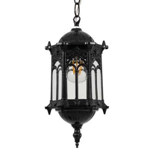 GLOBOSTAR® DARCY 00655 Vintage Κρεμαστό Φωτιστικό Οροφής με Ντουί 1 x E27 AC 220-240V IP20 - Μαύρο - Μ15.5 x Π15.5 x Υ32.5cm