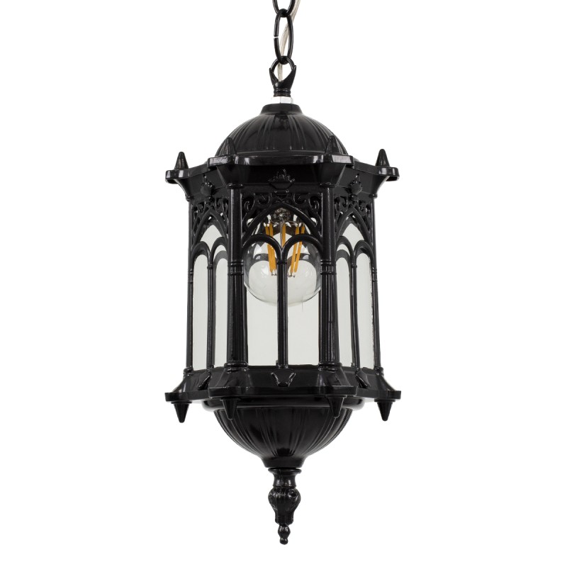 GLOBOSTAR® DARCY 00655 Vintage Κρεμαστό Φωτιστικό Οροφής με Ντουί 1 x E27 AC 220-240V IP20 - Μαύρο - Μ15.5 x Π15.5 x Υ32.5cm