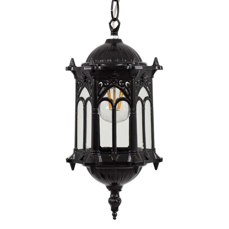 GLOBOSTAR® DARCY 00655 Vintage Κρεμαστό Φωτιστικό Οροφής με Ντουί 1 x E27 AC 220-240V IP20 - Μαύρο - Μ15.5 x Π15.5 x Υ32.5cm