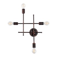 GLOBOSTAR® PIPING 00662 Vintage Φωτιστικό Τοίχου - Απλίκα με Ντουί 4 x E27 AC 220-240V IP20 - Χάλκινο - Μ40 x Π9 x Υ52cm