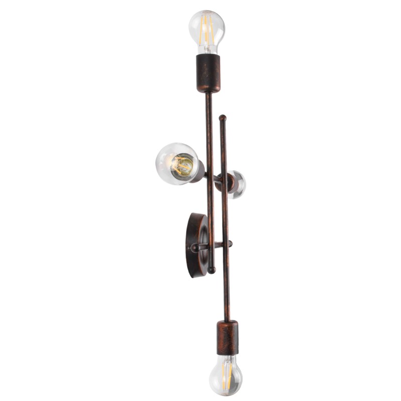 GLOBOSTAR® PIPING 00662 Vintage Φωτιστικό Τοίχου - Απλίκα με Ντουί 4 x E27 AC 220-240V IP20 - Χάλκινο - Μ40 x Π9 x Υ52cm
