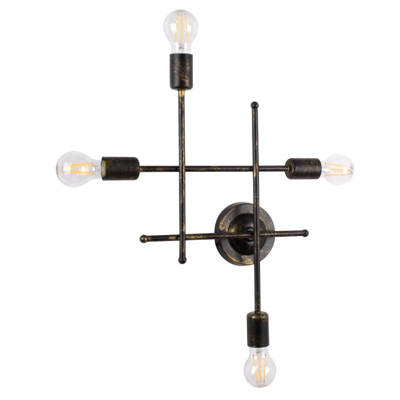 GLOBOSTAR® PIPING 00663 Vintage Φωτιστικό Τοίχου - Απλίκα με Ντουί 4 x E27 AC 220-240V IP20 - Μπρούτζινο - Μ40 x Π9 x Υ52cm