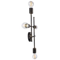 GLOBOSTAR® PIPING 00663 Vintage Φωτιστικό Τοίχου - Απλίκα με Ντουί 4 x E27 AC 220-240V IP20 - Μπρούτζινο - Μ40 x Π9 x Υ52cm