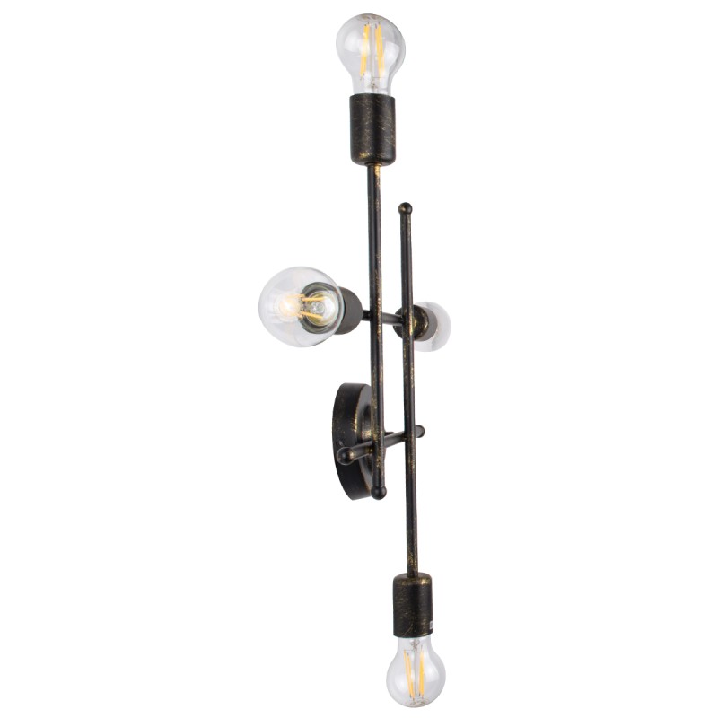 GLOBOSTAR® PIPING 00663 Vintage Φωτιστικό Τοίχου - Απλίκα με Ντουί 4 x E27 AC 220-240V IP20 - Μπρούτζινο - Μ40 x Π9 x Υ52cm