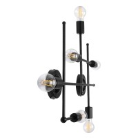 GLOBOSTAR® PIPING 00664-1 Vintage Φωτιστικό Οροφής με Ντουί 6 x E27 AC 220-240V IP20 - Μαύρο - Μ66 x Π9.5 x Υ49cm