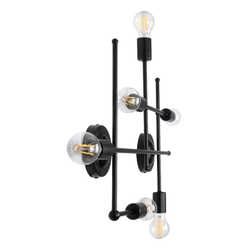 GLOBOSTAR® PIPING 00664-1 Vintage Φωτιστικό Οροφής με Ντουί 6 x E27 AC 220-240V IP20 - Μαύρο - Μ66 x Π9.5 x Υ49cm