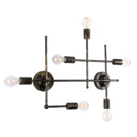 GLOBOSTAR® PIPING 00666 Vintage Φωτιστικό Τοίχου - Απλίκα με Ντουί 6 x E27 AC 220-240V IP20 - Μπρούτζινο - Μ66 x Π9.5 x Υ49cm