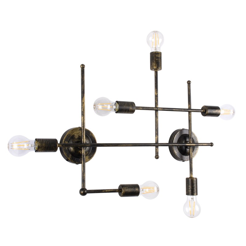 GLOBOSTAR® PIPING 00666 Vintage Φωτιστικό Τοίχου - Απλίκα με Ντουί 6 x E27 AC 220-240V IP20 - Μπρούτζινο - Μ66 x Π9.5 x Υ49cm