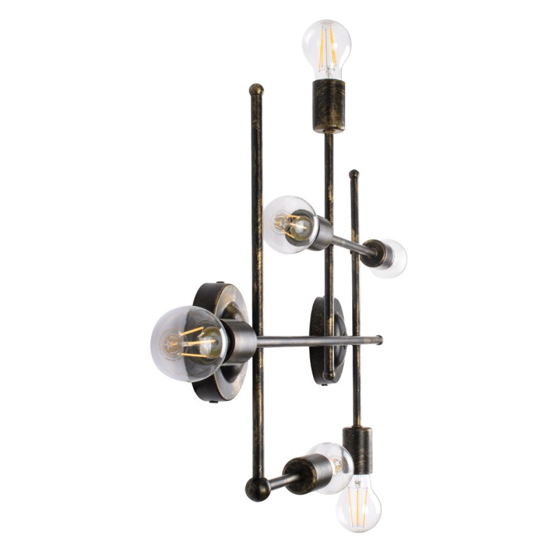 GLOBOSTAR® PIPING 00666 Vintage Φωτιστικό Τοίχου - Απλίκα με Ντουί 6 x E27 AC 220-240V IP20 - Μπρούτζινο - Μ66 x Π9.5 x Υ49cm