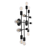 GLOBOSTAR® PIPING 00667 Vintage Φωτιστικό Τοίχου - Απλίκα με Ντουί 12 x E27 AC 220-240V IP20 - Μαύρο - Μ78.5 x Π9.5 x Υ64cm