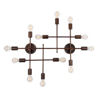 GLOBOSTAR® PIPING 00668-1 Vintage Φωτιστικό Οροφής με Ντουί 12 x E27 AC 220-240V IP20 - Χάλκινο - Μ78.5 x Π9.5 x Υ64cm