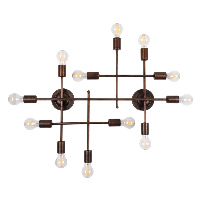 GLOBOSTAR® PIPING 00668-1 Vintage Φωτιστικό Οροφής με Ντουί 12 x E27 AC 220-240V IP20 - Χάλκινο - Μ78.5 x Π9.5 x Υ64cm