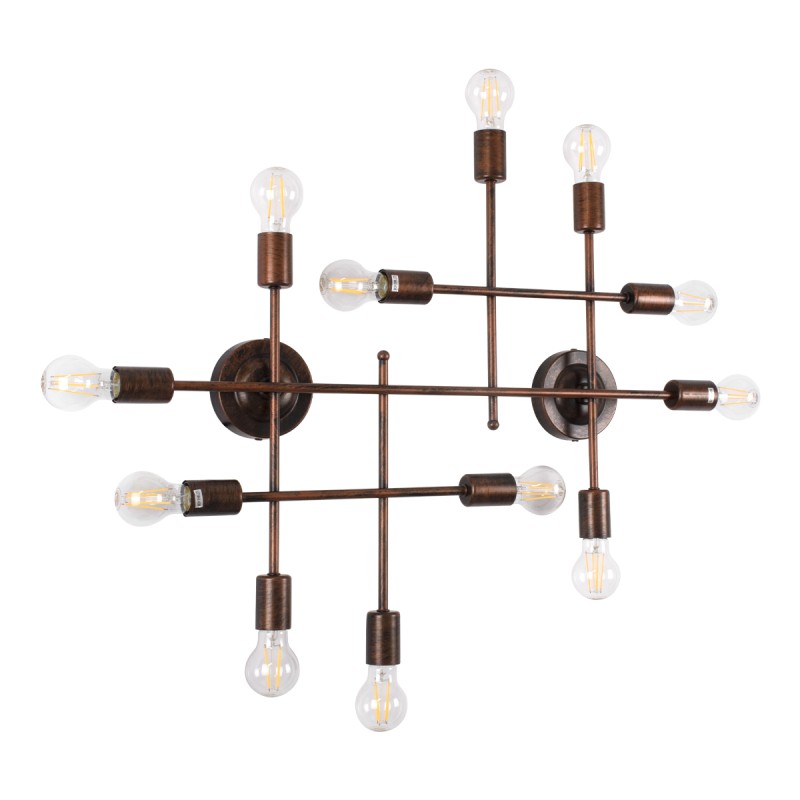 GLOBOSTAR® PIPING 00668-1 Vintage Φωτιστικό Οροφής με Ντουί 12 x E27 AC 220-240V IP20 - Χάλκινο - Μ78.5 x Π9.5 x Υ64cm
