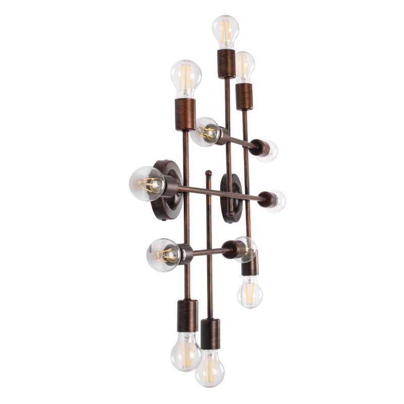 GLOBOSTAR® PIPING 00668-1 Vintage Φωτιστικό Οροφής με Ντουί 12 x E27 AC 220-240V IP20 - Χάλκινο - Μ78.5 x Π9.5 x Υ64cm