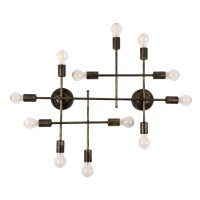 GLOBOSTAR® PIPING 00669-1 Vintage Φωτιστικό Οροφής με Ντουί 12 x E27 AC 220-240V IP20 - Μπρούτζινο - Μ78.5 x Π9.5 x Υ64cm