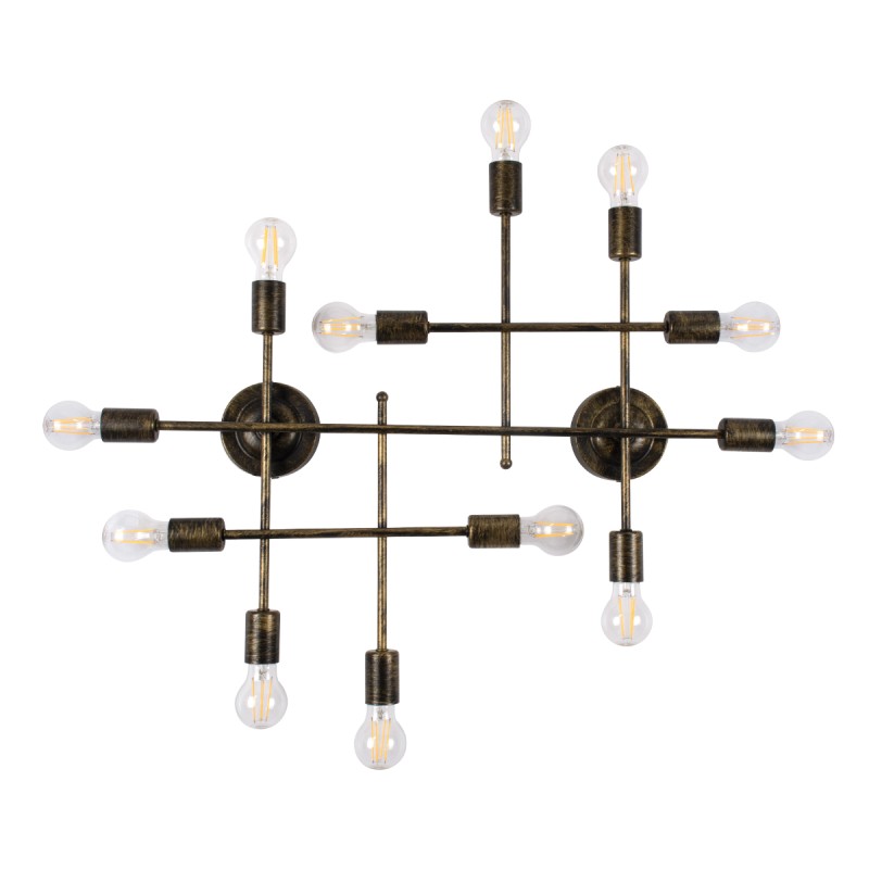 GLOBOSTAR® PIPING 00669-1 Vintage Φωτιστικό Οροφής με Ντουί 12 x E27 AC 220-240V IP20 - Μπρούτζινο - Μ78.5 x Π9.5 x Υ64cm