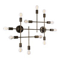 GLOBOSTAR® PIPING 00669-1 Vintage Φωτιστικό Οροφής με Ντουί 12 x E27 AC 220-240V IP20 - Μπρούτζινο - Μ78.5 x Π9.5 x Υ64cm