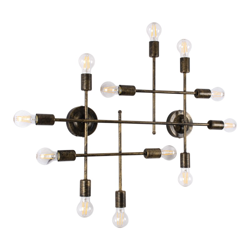 GLOBOSTAR® PIPING 00669-1 Vintage Φωτιστικό Οροφής με Ντουί 12 x E27 AC 220-240V IP20 - Μπρούτζινο - Μ78.5 x Π9.5 x Υ64cm