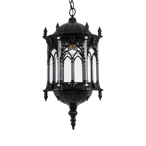 GLOBOSTAR® DARCY 00672 Vintage Κρεμαστό Φωτιστικό Οροφής με Ντουί 1 x E27 AC 220-240V IP20 - Μαύρο & Διάφανο - Μ35 x Π35 x Υ61cm