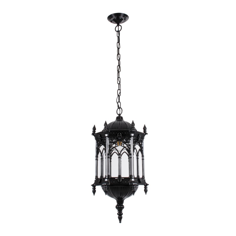 GLOBOSTAR® DARCY 00672 Vintage Κρεμαστό Φωτιστικό Οροφής με Ντουί 1 x E27 AC 220-240V IP20 - Μαύρο & Διάφανο - Μ35 x Π35 x Υ61cm