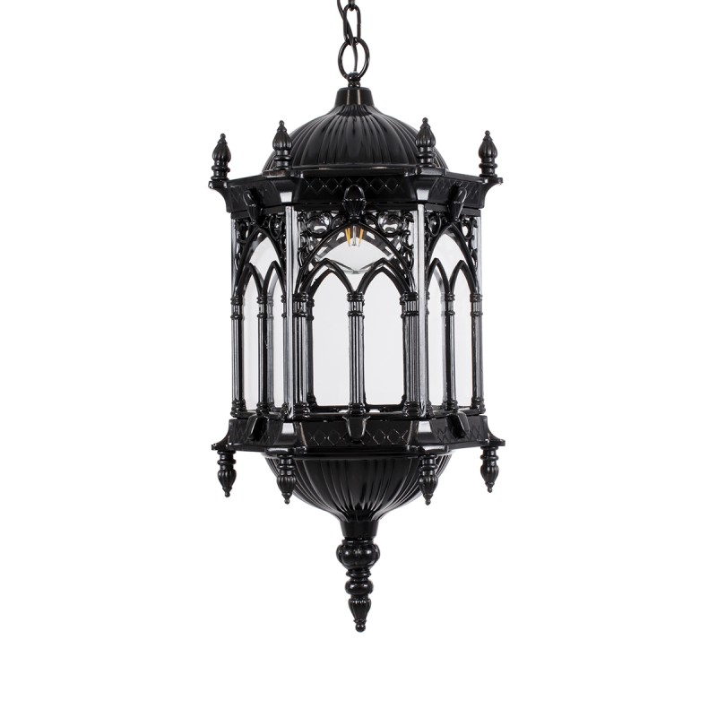 GLOBOSTAR® DARCY 00672 Vintage Κρεμαστό Φωτιστικό Οροφής με Ντουί 1 x E27 AC 220-240V IP20 - Μαύρο & Διάφανο - Μ35 x Π35 x Υ61cm