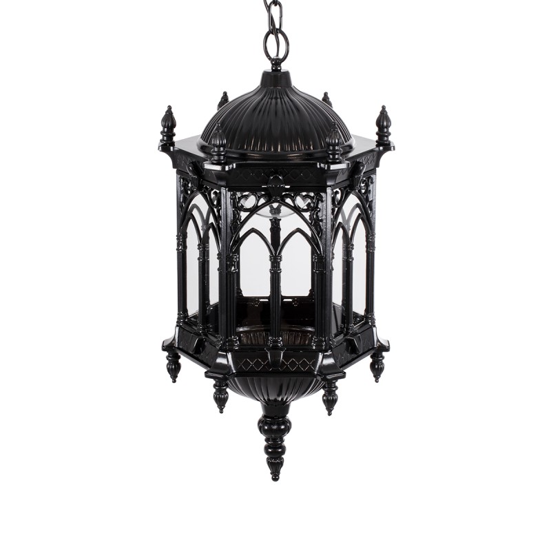 GLOBOSTAR® DARCY 00672 Vintage Κρεμαστό Φωτιστικό Οροφής με Ντουί 1 x E27 AC 220-240V IP20 - Μαύρο & Διάφανο - Μ35 x Π35 x Υ61cm