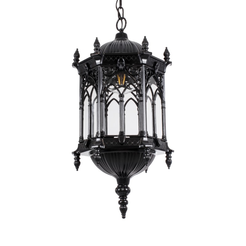 GLOBOSTAR® DARCY 00672 Vintage Κρεμαστό Φωτιστικό Οροφής με Ντουί 1 x E27 AC 220-240V IP20 - Μαύρο & Διάφανο - Μ35 x Π35 x Υ61cm