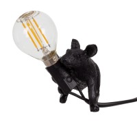 GLOBOSTAR® MOUSE 00675 Vintage Επιτραπέζιο Φωτιστικό Πορτατίφ με Ντουί 1 x E12 AC 220-240V IP20 - Μαύρο - Μ13 x Π4 x Υ7cm