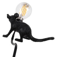 GLOBOSTAR® MOUSE 00675 Vintage Επιτραπέζιο Φωτιστικό Πορτατίφ με Ντουί 1 x E12 AC 220-240V IP20 - Μαύρο - Μ13 x Π4 x Υ7cm