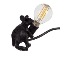 GLOBOSTAR® MOUSE 00675 Vintage Επιτραπέζιο Φωτιστικό Πορτατίφ με Ντουί 1 x E12 AC 220-240V IP20 - Μαύρο - Μ13 x Π4 x Υ7cm