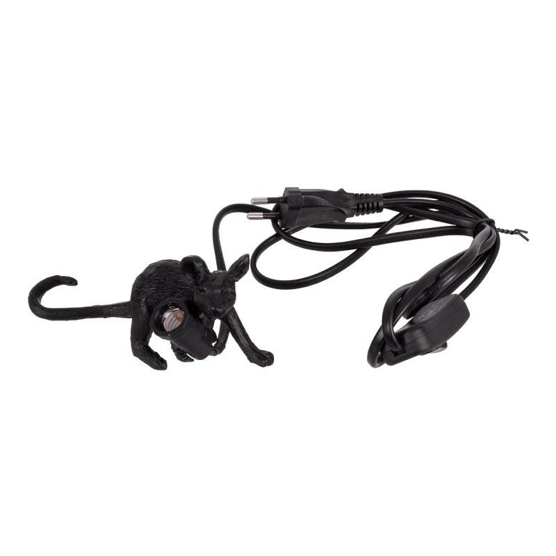 GLOBOSTAR® MOUSE 00675 Vintage Επιτραπέζιο Φωτιστικό Πορτατίφ με Ντουί 1 x E12 AC 220-240V IP20 - Μαύρο - Μ13 x Π4 x Υ7cm