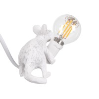 GLOBOSTAR® MOUSE 00676 Vintage Επιτραπέζιο Φωτιστικό Πορτατίφ με Ντουί 1 x E12 AC 220-240V IP20 - Λευκό - Μ13 x Π4 x Υ7cm