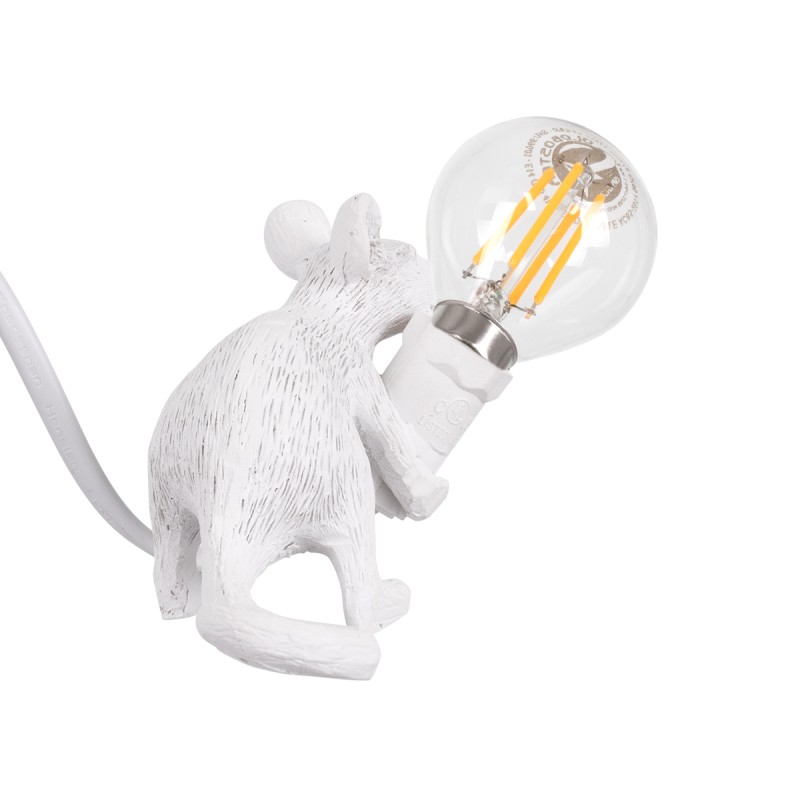 GLOBOSTAR® MOUSE 00676 Vintage Επιτραπέζιο Φωτιστικό Πορτατίφ με Ντουί 1 x E12 AC 220-240V IP20 - Λευκό - Μ13 x Π4 x Υ7cm