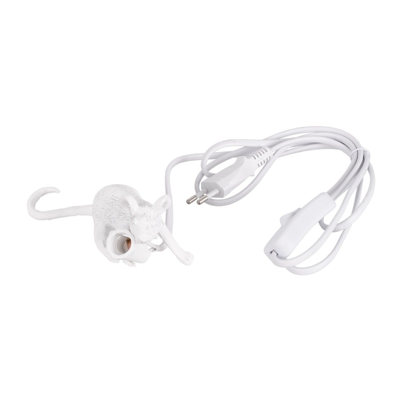 GLOBOSTAR® MOUSE 00676 Vintage Επιτραπέζιο Φωτιστικό Πορτατίφ με Ντουί 1 x E12 AC 220-240V IP20 - Λευκό - Μ13 x Π4 x Υ7cm