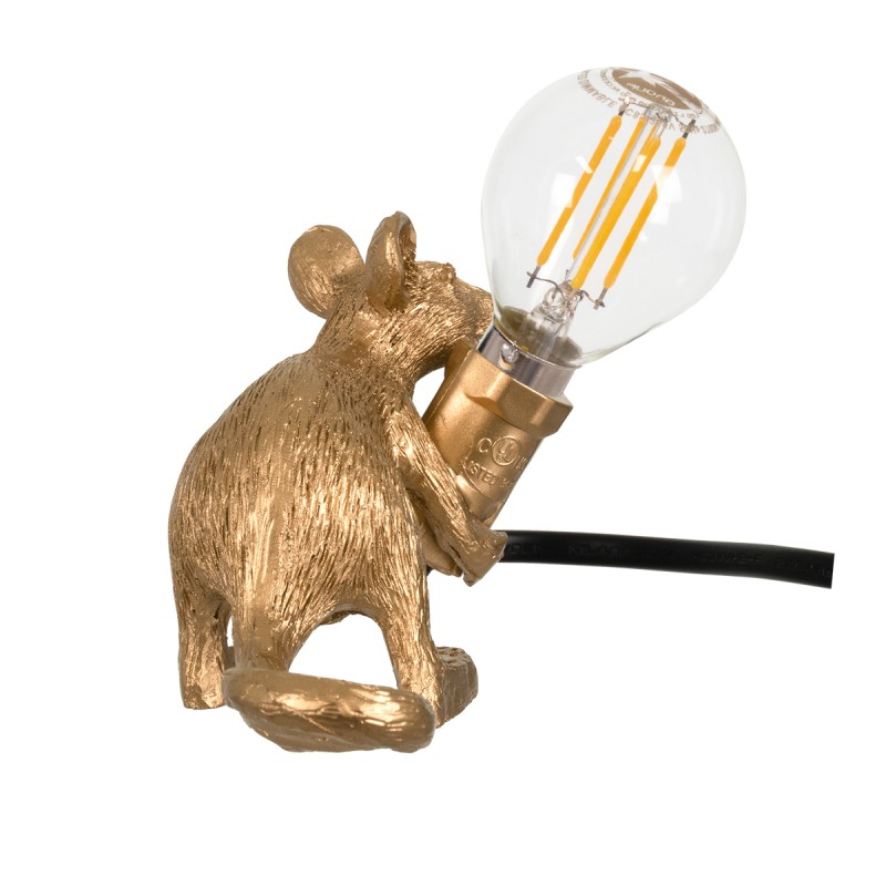 GLOBOSTAR® MOUSE 00677 Vintage Επιτραπέζιο Φωτιστικό Πορτατίφ με Ντουί 1 x E12 AC 220-240V IP20 - Χρυσό - Μ13 x Π4 x Υ7cm