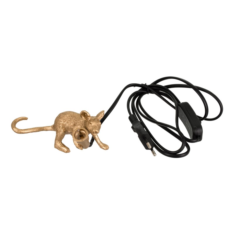 GLOBOSTAR® MOUSE 00677 Vintage Επιτραπέζιο Φωτιστικό Πορτατίφ με Ντουί 1 x E12 AC 220-240V IP20 - Χρυσό - Μ13 x Π4 x Υ7cm