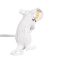 GLOBOSTAR® MOUSE 00679 Vintage Επιτραπέζιο Φωτιστικό Πορτατίφ με Ντουί 1 x E12 AC 220-240V IP20 - Λευκό - Μ12 x Π4 x Υ10cm