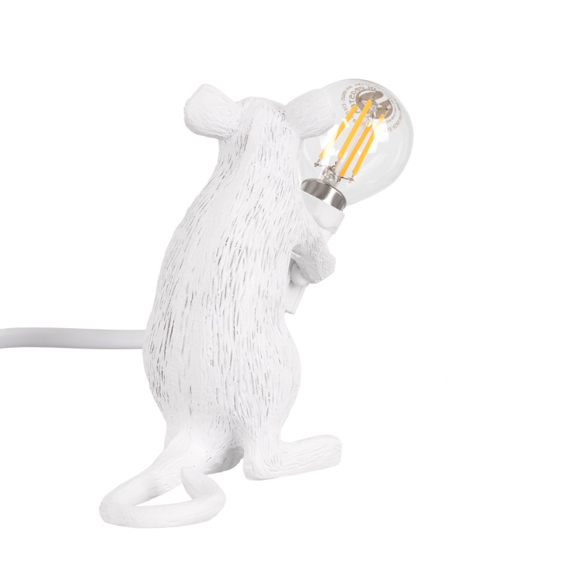 GLOBOSTAR® MOUSE 00679 Vintage Επιτραπέζιο Φωτιστικό Πορτατίφ με Ντουί 1 x E12 AC 220-240V IP20 - Λευκό - Μ12 x Π4 x Υ10cm