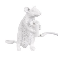 GLOBOSTAR® MOUSE 00679 Vintage Επιτραπέζιο Φωτιστικό Πορτατίφ με Ντουί 1 x E12 AC 220-240V IP20 - Λευκό - Μ12 x Π4 x Υ10cm