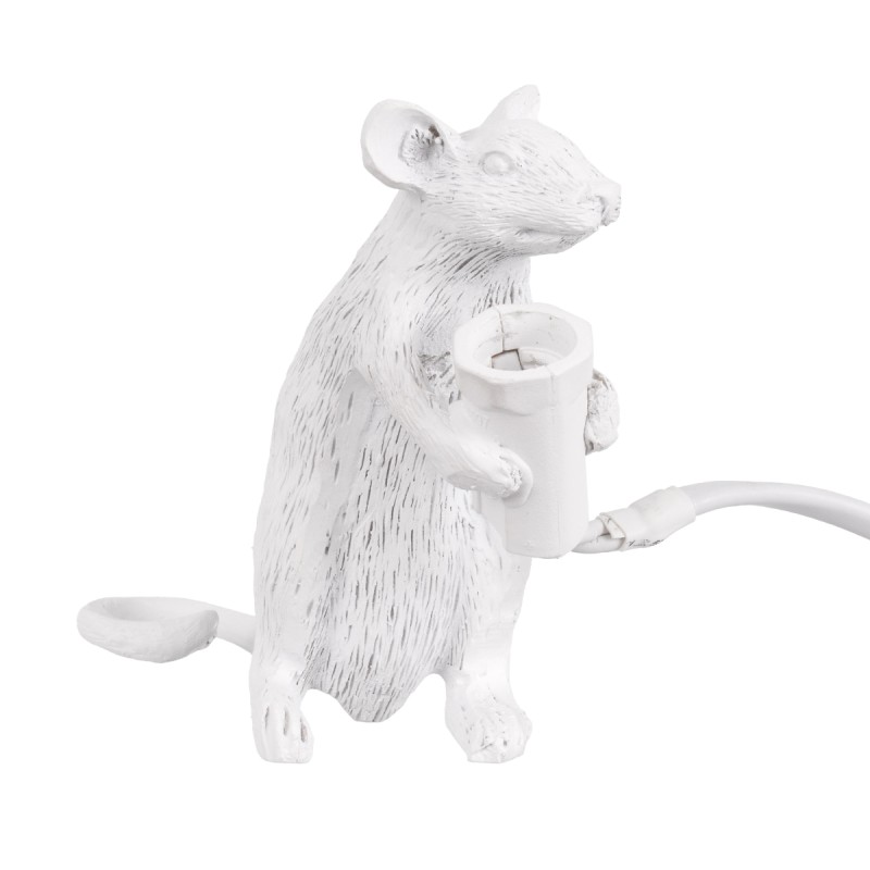 GLOBOSTAR® MOUSE 00679 Vintage Επιτραπέζιο Φωτιστικό Πορτατίφ με Ντουί 1 x E12 AC 220-240V IP20 - Λευκό - Μ12 x Π4 x Υ10cm