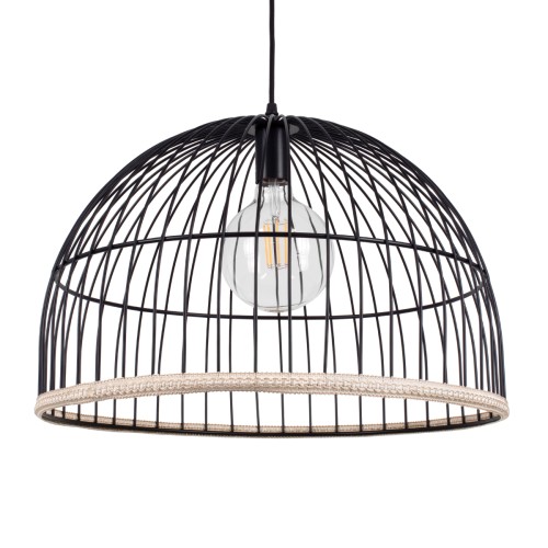 GLOBOSTAR® NEVIS 00681 Μοντέρνο Κρεμαστό Φωτιστικό Οροφής με Ντουί 1 x E27 AC 220-240V IP20 - Μαύρο & Μπεζ - Μ49 x Π49 x Υ34.5cm