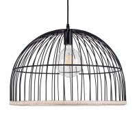 GLOBOSTAR® NEVIS 00681 Μοντέρνο Κρεμαστό Φωτιστικό Οροφής με Ντουί 1 x E27 AC 220-240V IP20 - Μαύρο & Μπεζ - Μ49 x Π49 x Υ34.5cm