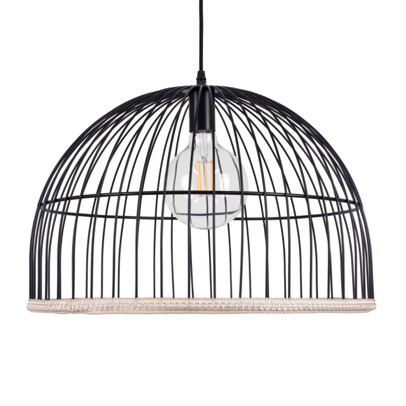 GLOBOSTAR® NEVIS 00681 Μοντέρνο Κρεμαστό Φωτιστικό Οροφής με Ντουί 1 x E27 AC 220-240V IP20 - Μαύρο & Μπεζ - Μ49 x Π49 x Υ34.5cm